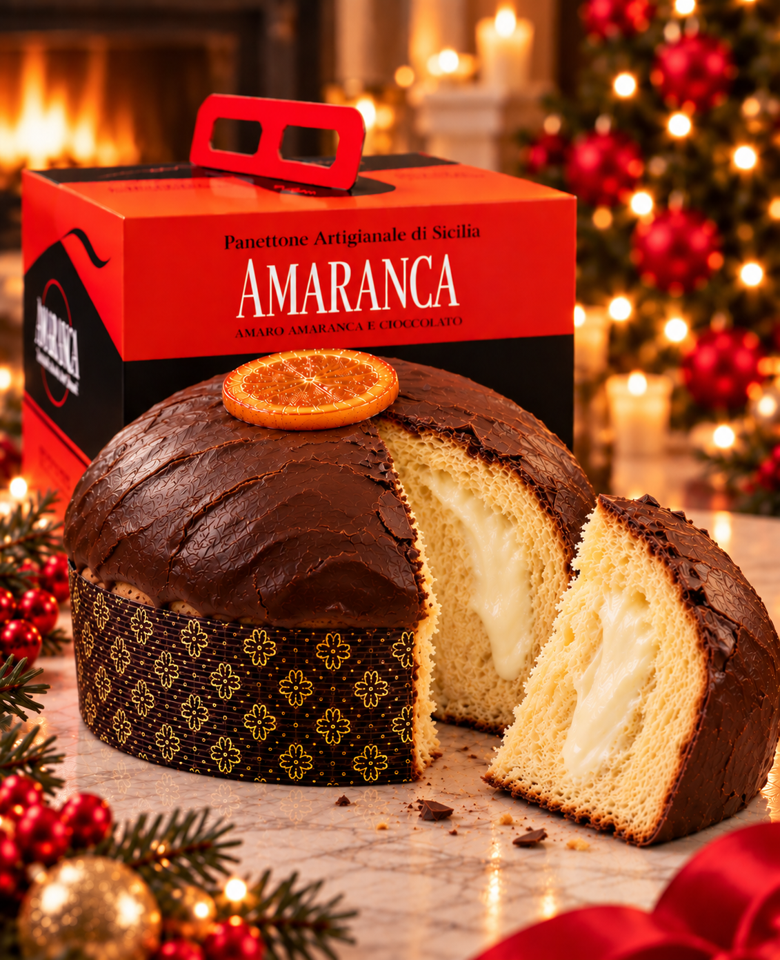 Panettone al cioccolato Amaranca natalizio