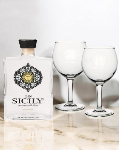 Gin Sicily cl 50 con 2 calici Gin Tonic